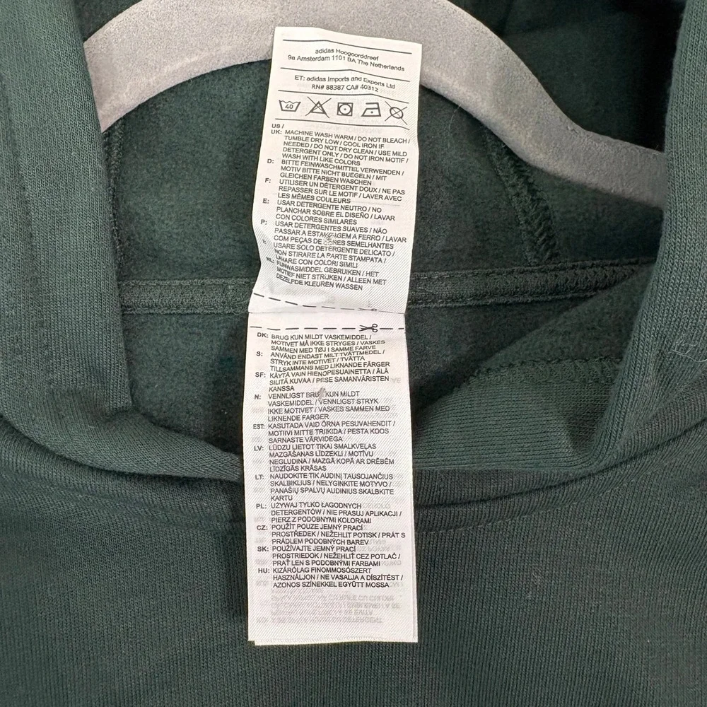 Adidas Hoodie Sweatshirt Men Large‎ Green Pullover Fleece Zipper Pocket Athletic